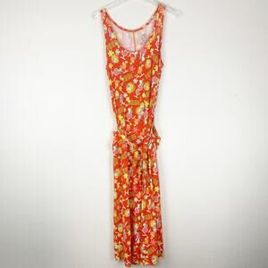 MeUndies Jumpsuit Womens XL Sleeveless UltraModal Orange Happy Hour Print Resort
